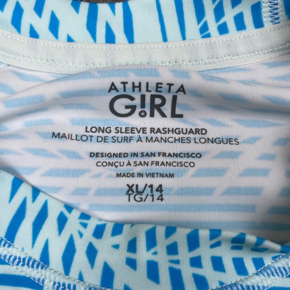 Athleta Kids 14 Blue Swim Rash Guard - Picture 5 of 5